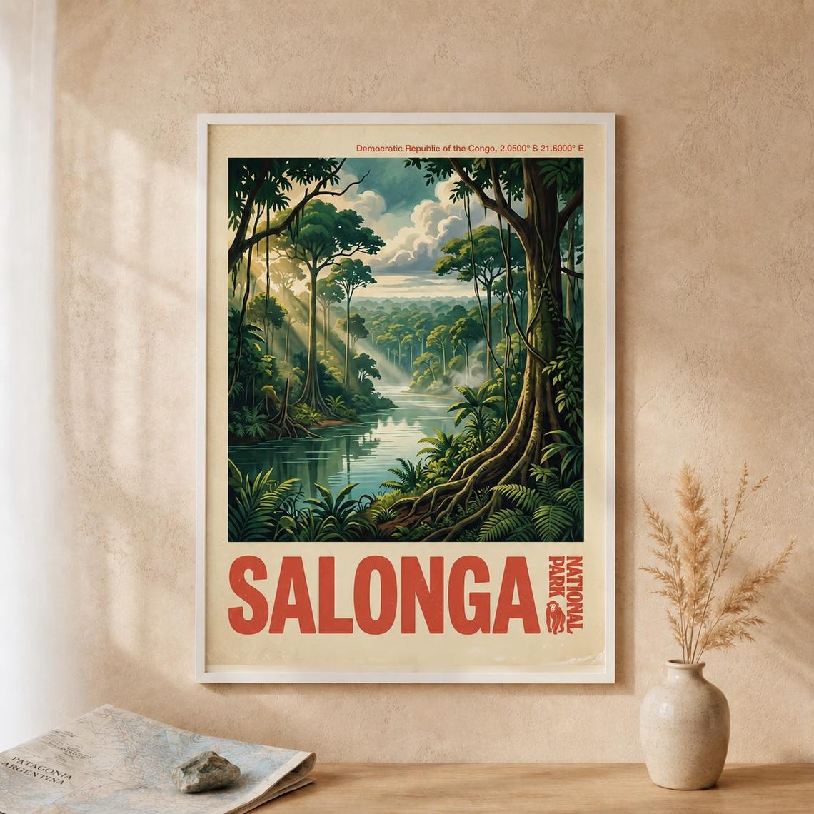Salonga National Park Congo Rainforest Vintage Travel Poster
