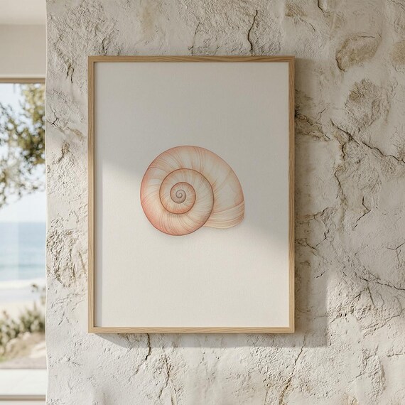 Nautilus Shell Side View Minimalist Coastal Decor Piece Wall Art