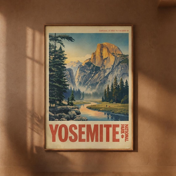 Yosemite National Park Vintage Travel Poster Half Dome California
