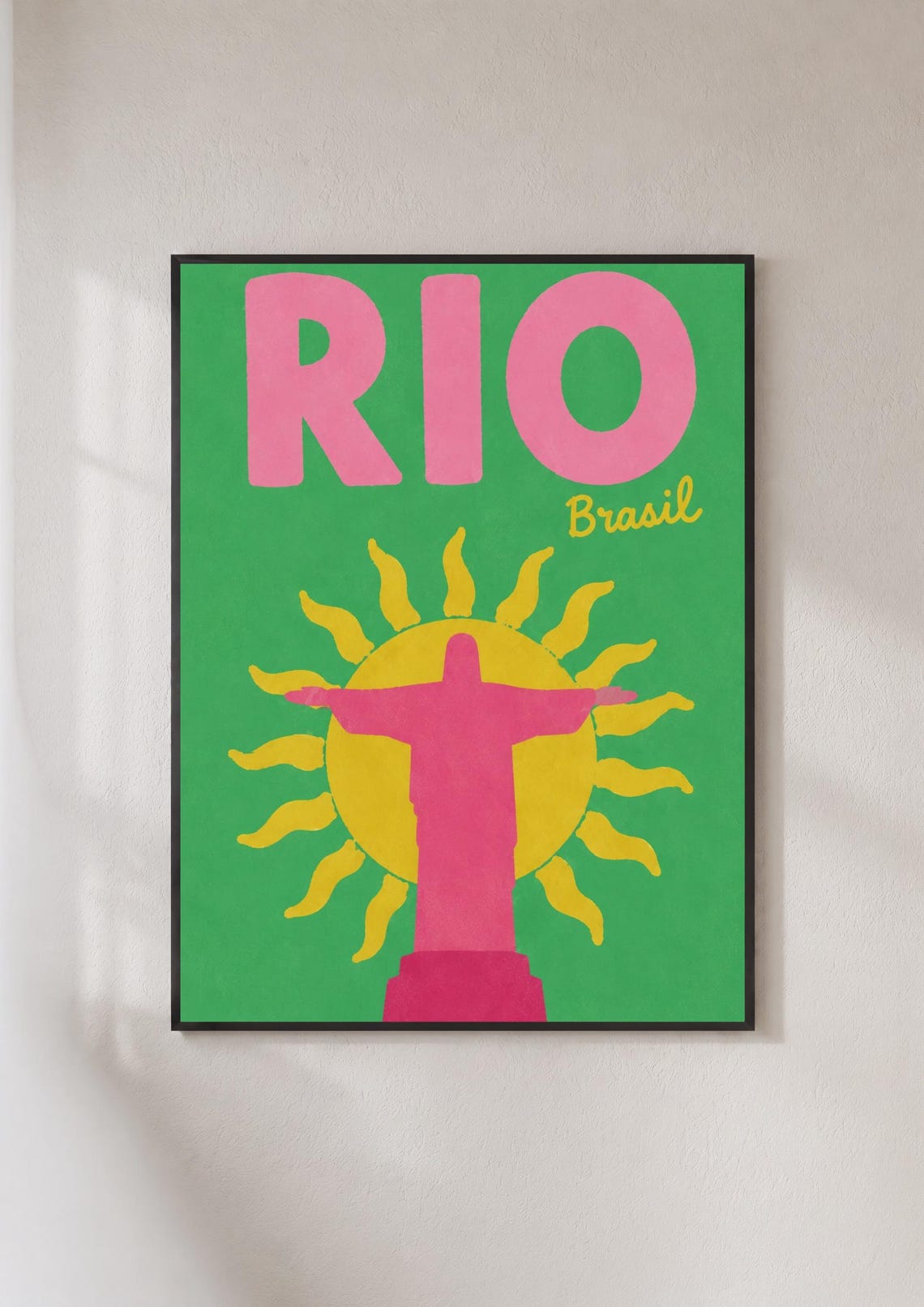 Rio de Janeiro Brasil Christ the Redeemer Sunburst Travel Poster