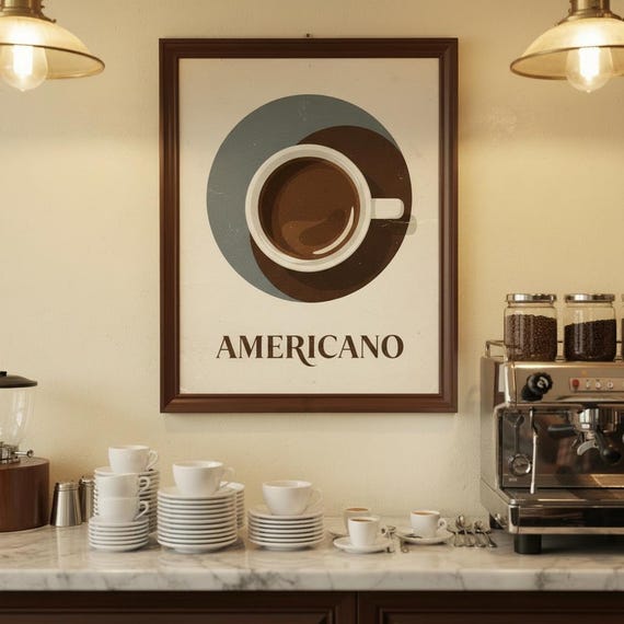 Americano Coffee Poster Cafe Wall Art Kitchen Bar Decor