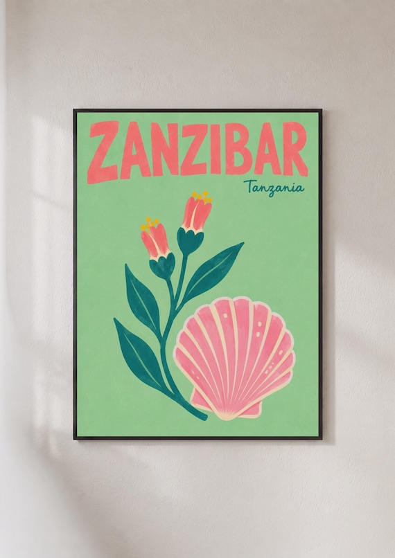 Zanzibar Tanzania Tropical Shell Floral Travel Sunlit Poster