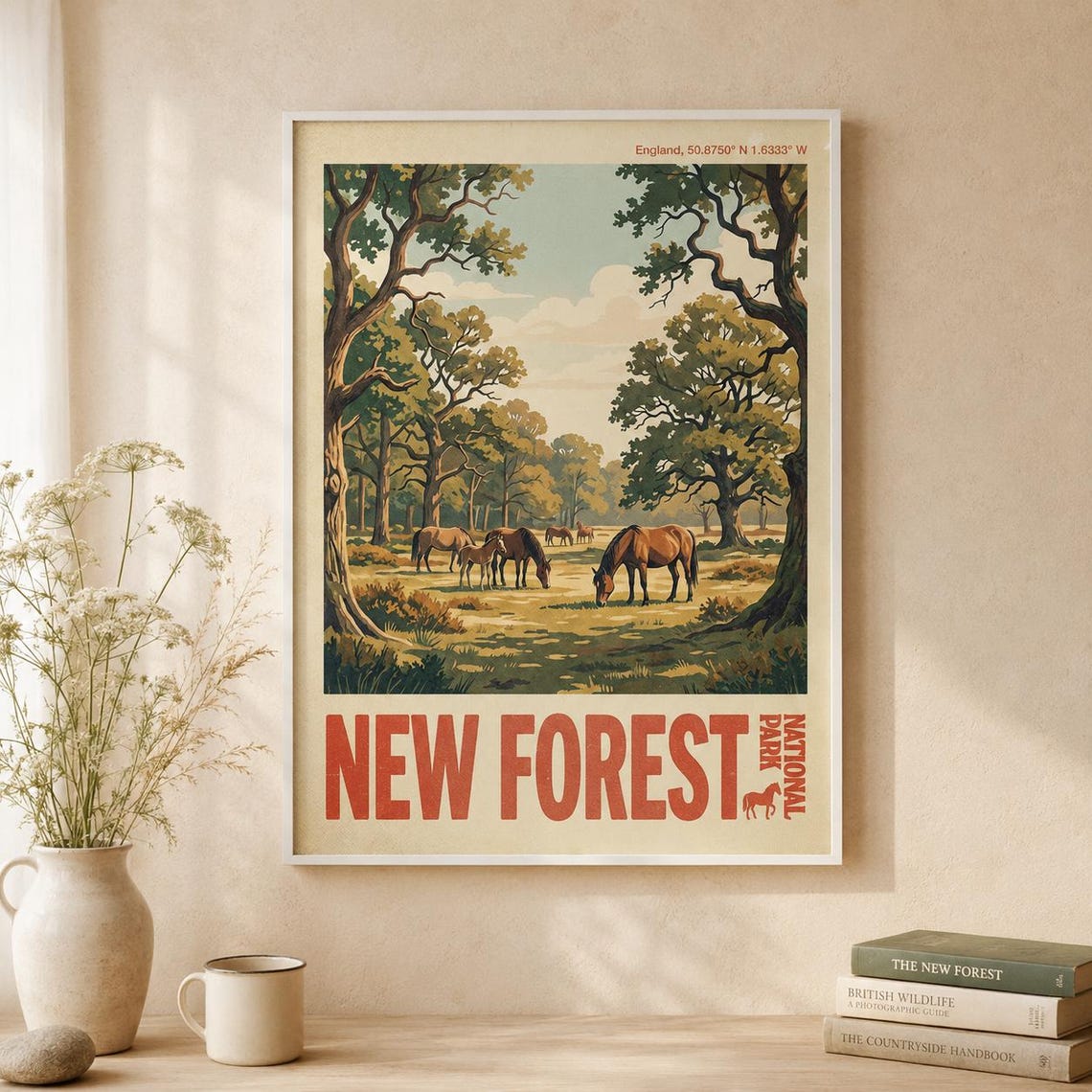 New Forest England National Park Wild Horses Ancient Oaks Poster