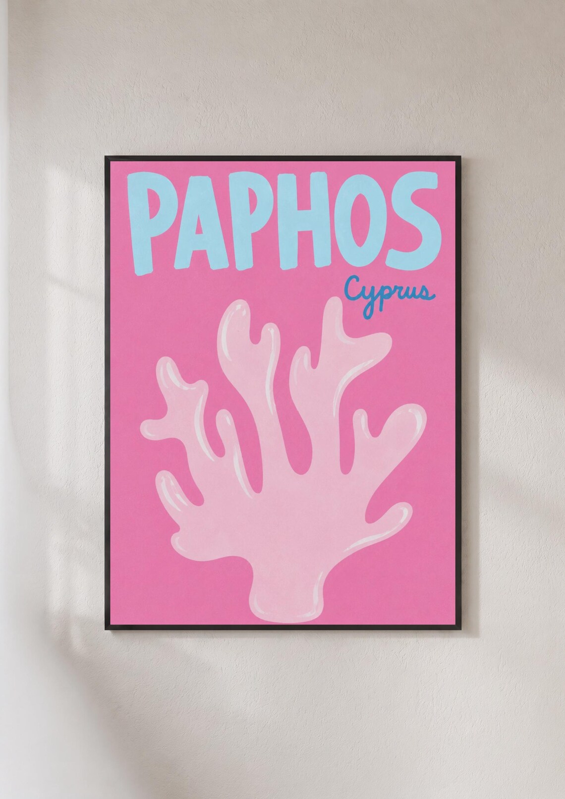 Paphos Cyprus Travel Poster, Retro Beach Decor