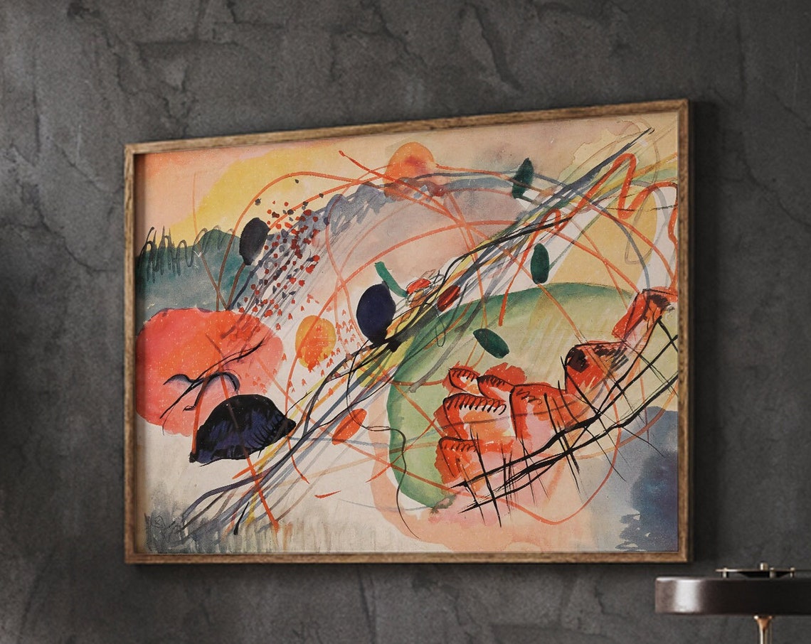 Wassily Kandinsky Style Abstract Watercolor Expressionist Print