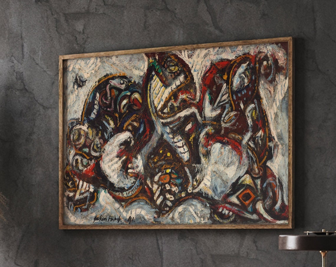 Jackson Pollock Painting Poster Gallery Art Modern Wall Home Decor Multiple Sizes Instant