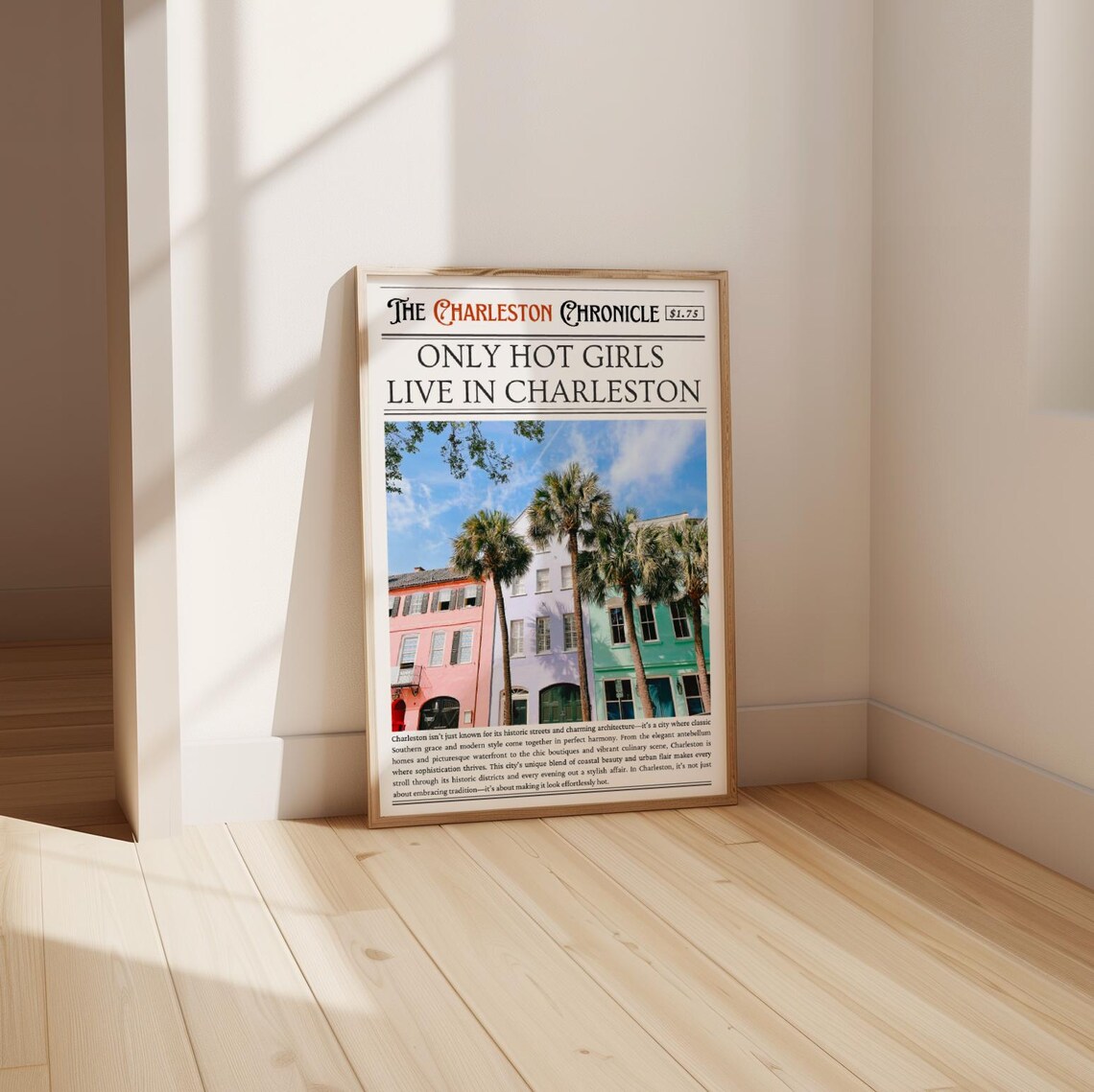 Only Hot Girls Live in Charleston Retro Newspaper Headline Poster - Image 2