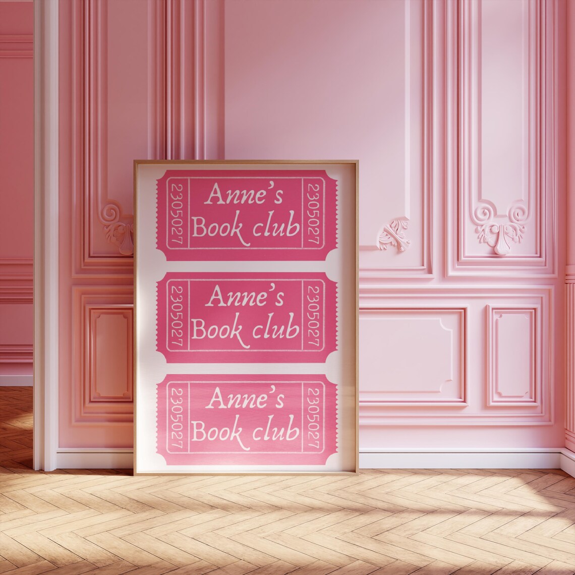 Anne's Book Club Pink Retro Ticket Stub Custom Reading Corner Poster - Image 2