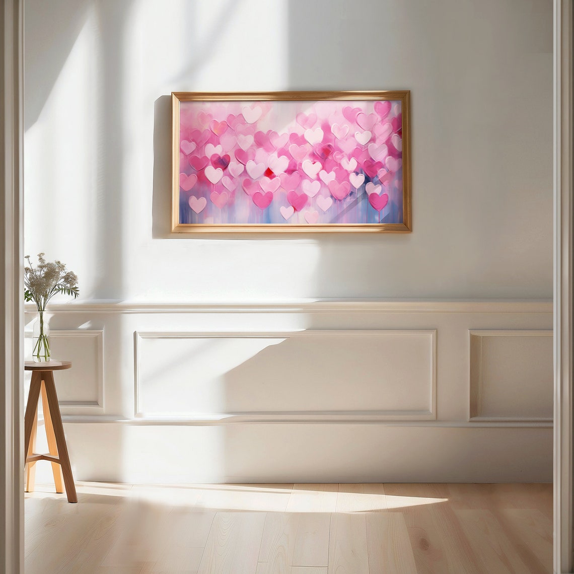 Romantic Pink Textured Hearts Abstract Valentine Love Art Poster - Image 2