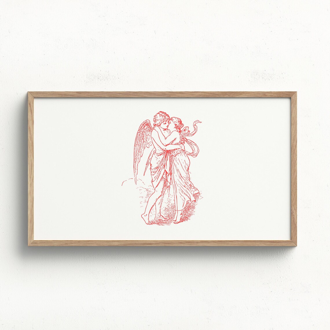 Cupid Kissing Modern Minimalist Valentine Art Print