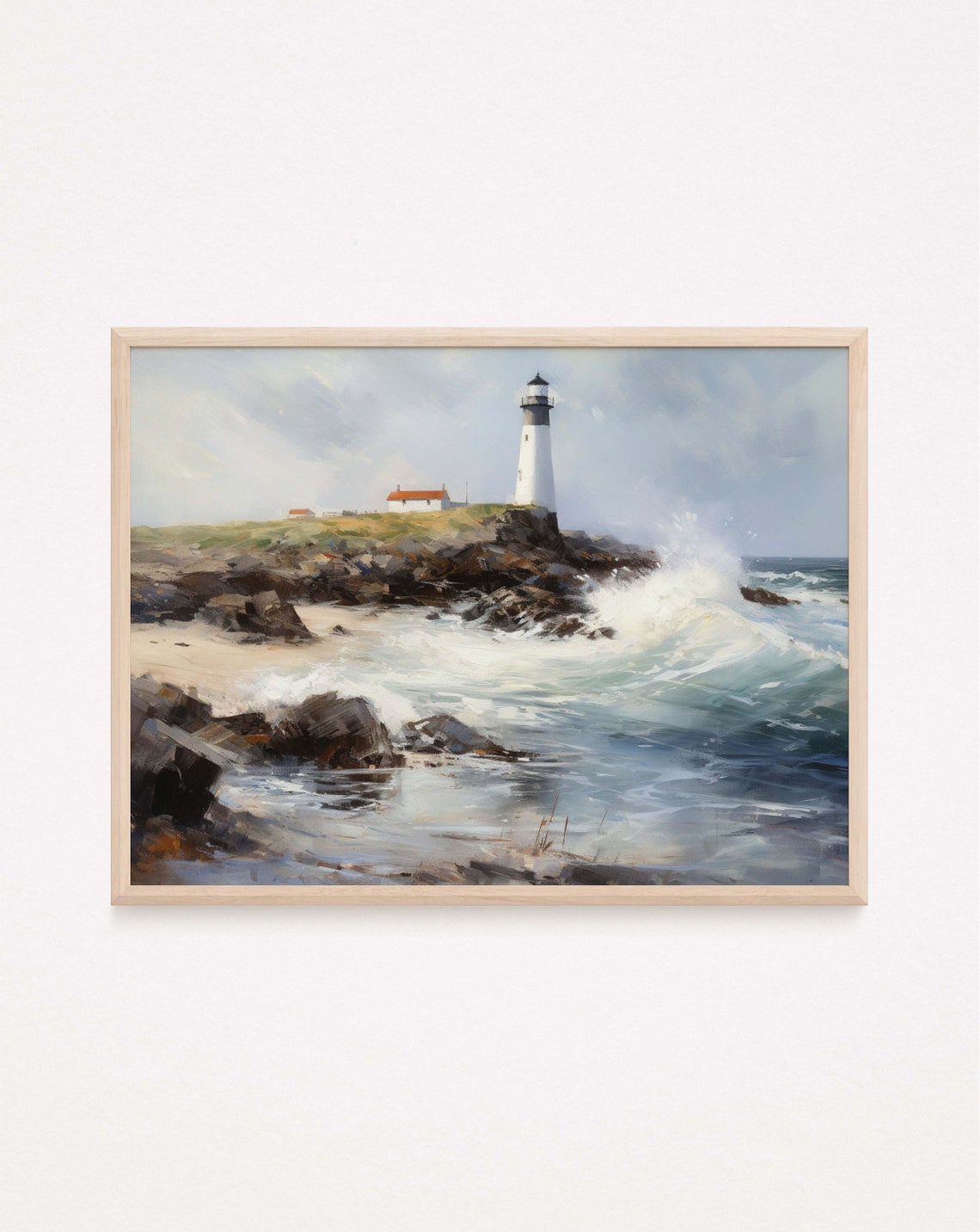 Light House Painting Beach Landscape Lighthouse Vintage Art - Image 2