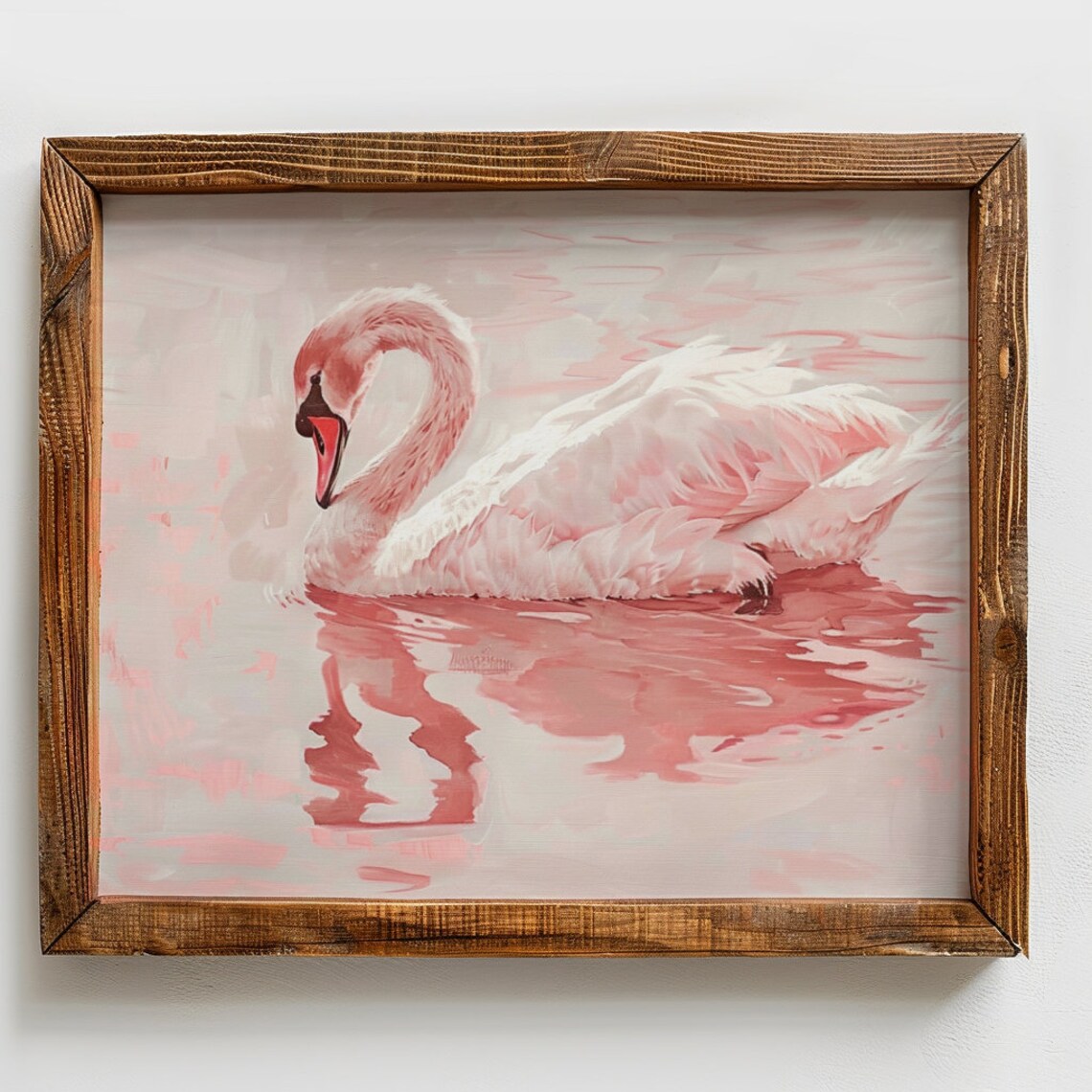 Vintage Swan Oil Painting Pink Girls Room Art Girl Nursery Decor Wall Art Print - Image 2