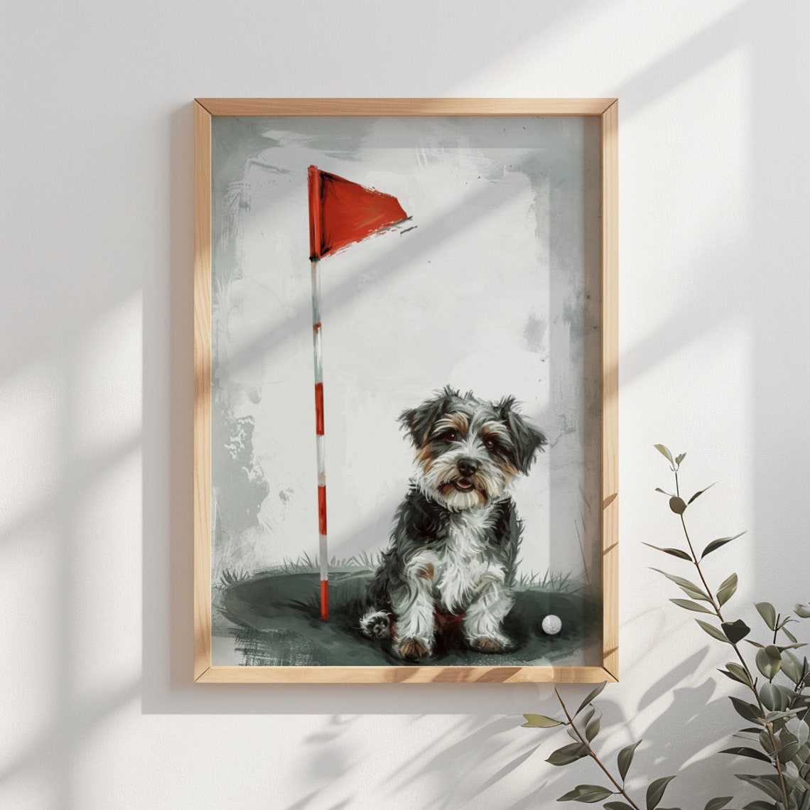 Cute Terrier Puppy Golf Flag Pin Adorable Dog Nursery Wall Art - Image 2