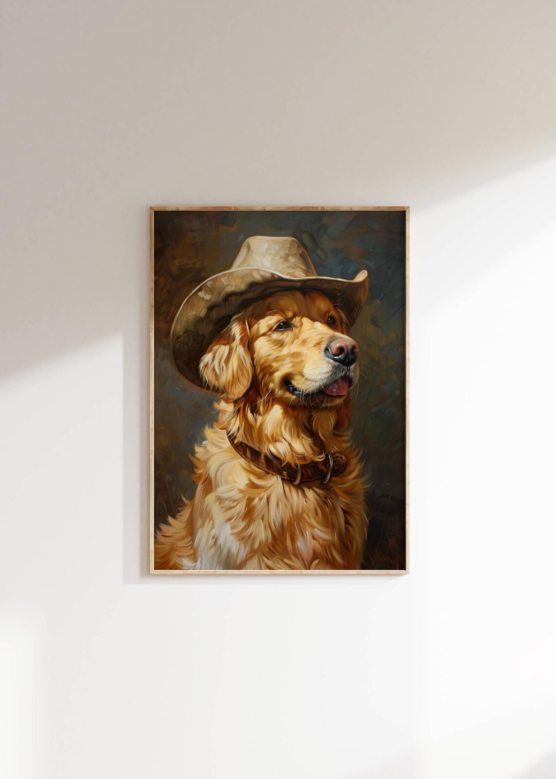 Golden Retriever Cowboy Hat Dog Art Print, Pet Lover - Image 2