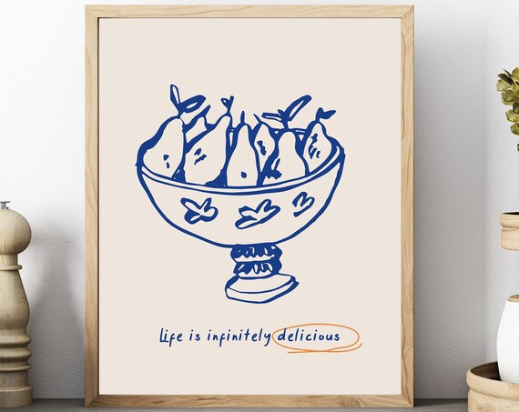 Pear Fruit Bowl Wall Art Modern Style Posters With Food Vintage Food Poster Kitchen Wall Art Kitchen Decor Modern Food Print