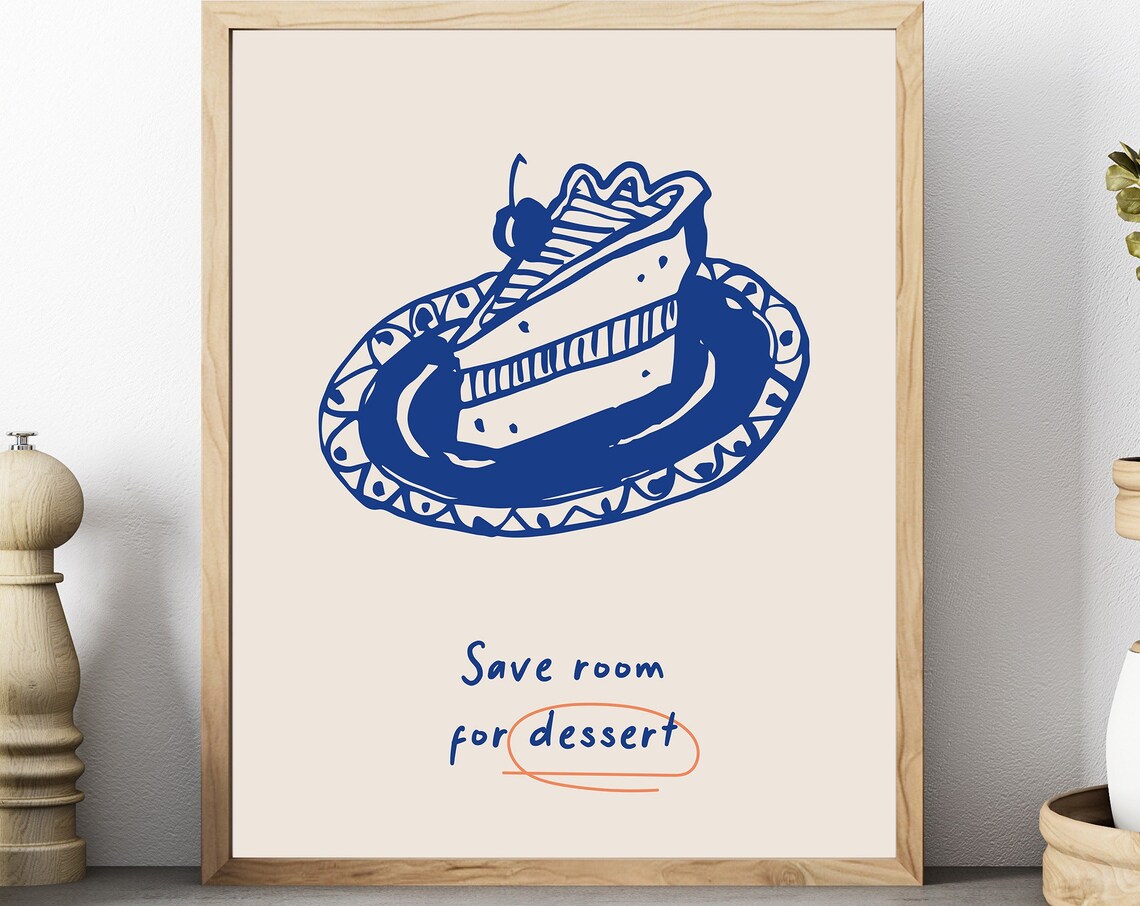 Cake Slice Vintage Food Poster, Modern Kitchen Decor