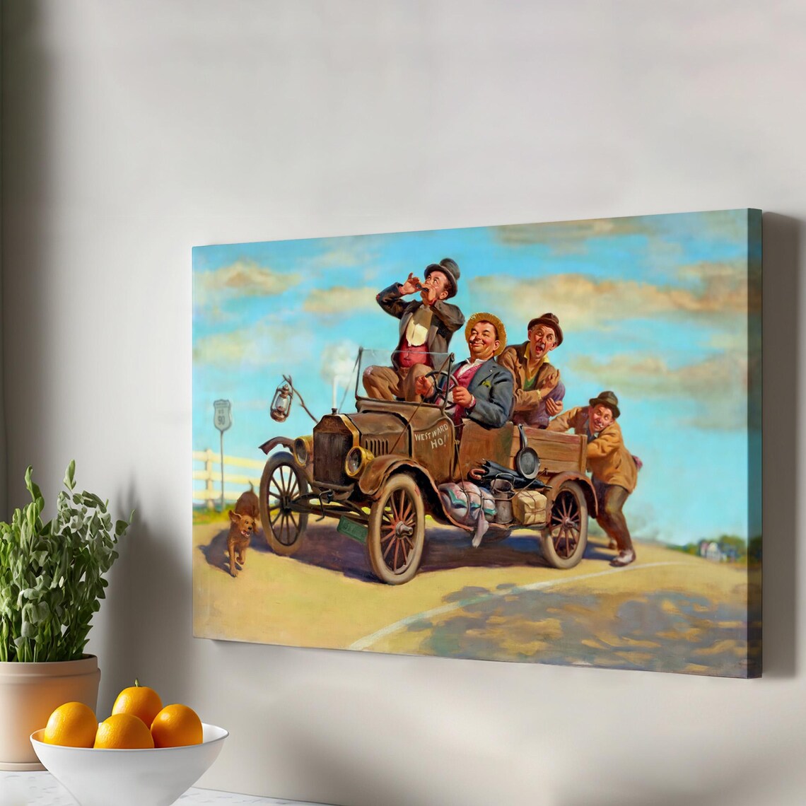 Westward Ho Vintage Car Road Trip Humorous Classic Americana Poster