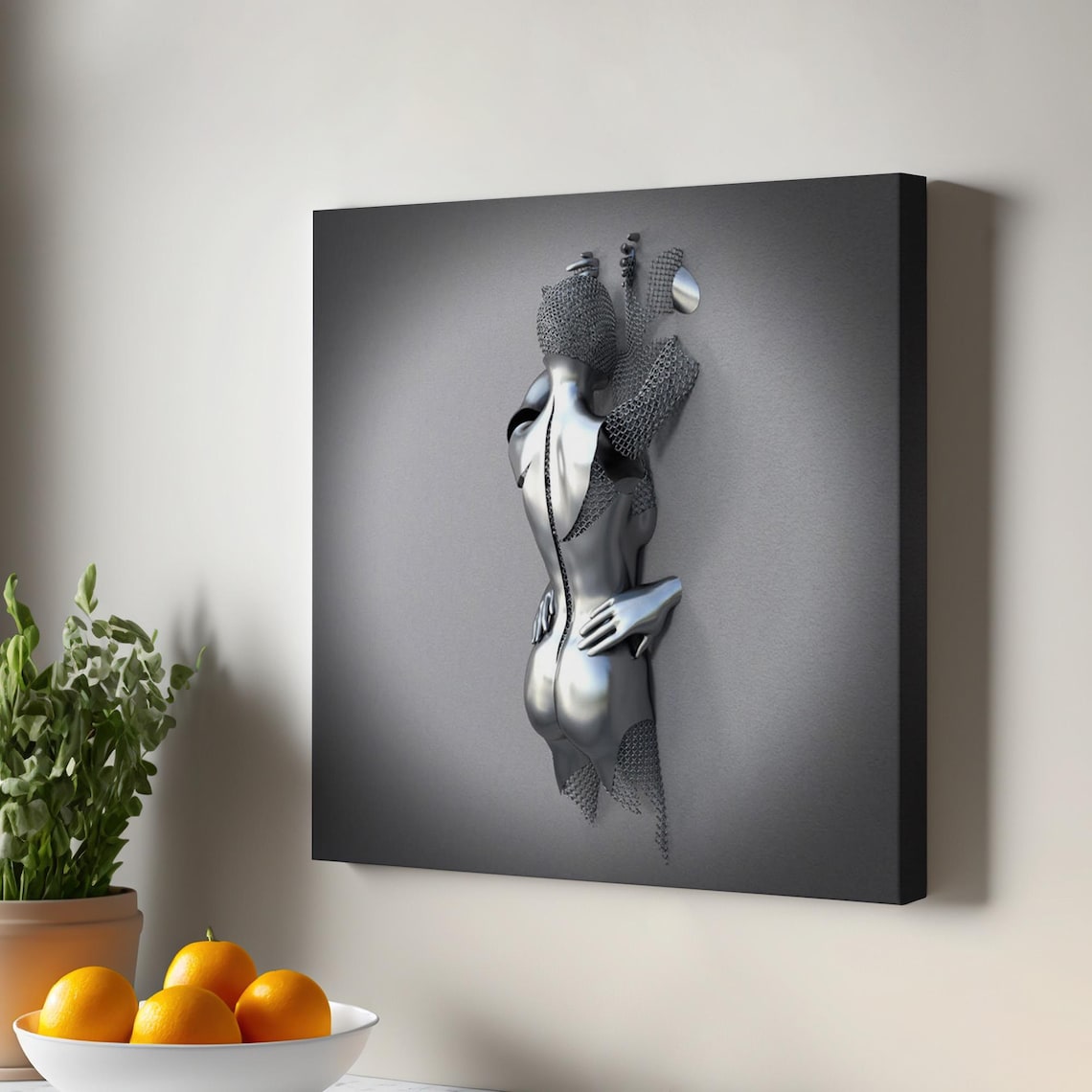 Love Art Gray And Silver Metallic Effect Art Print