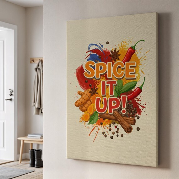 Spice It Up Chili Pepper Kitchen Quote Colorful Cooking Poster
