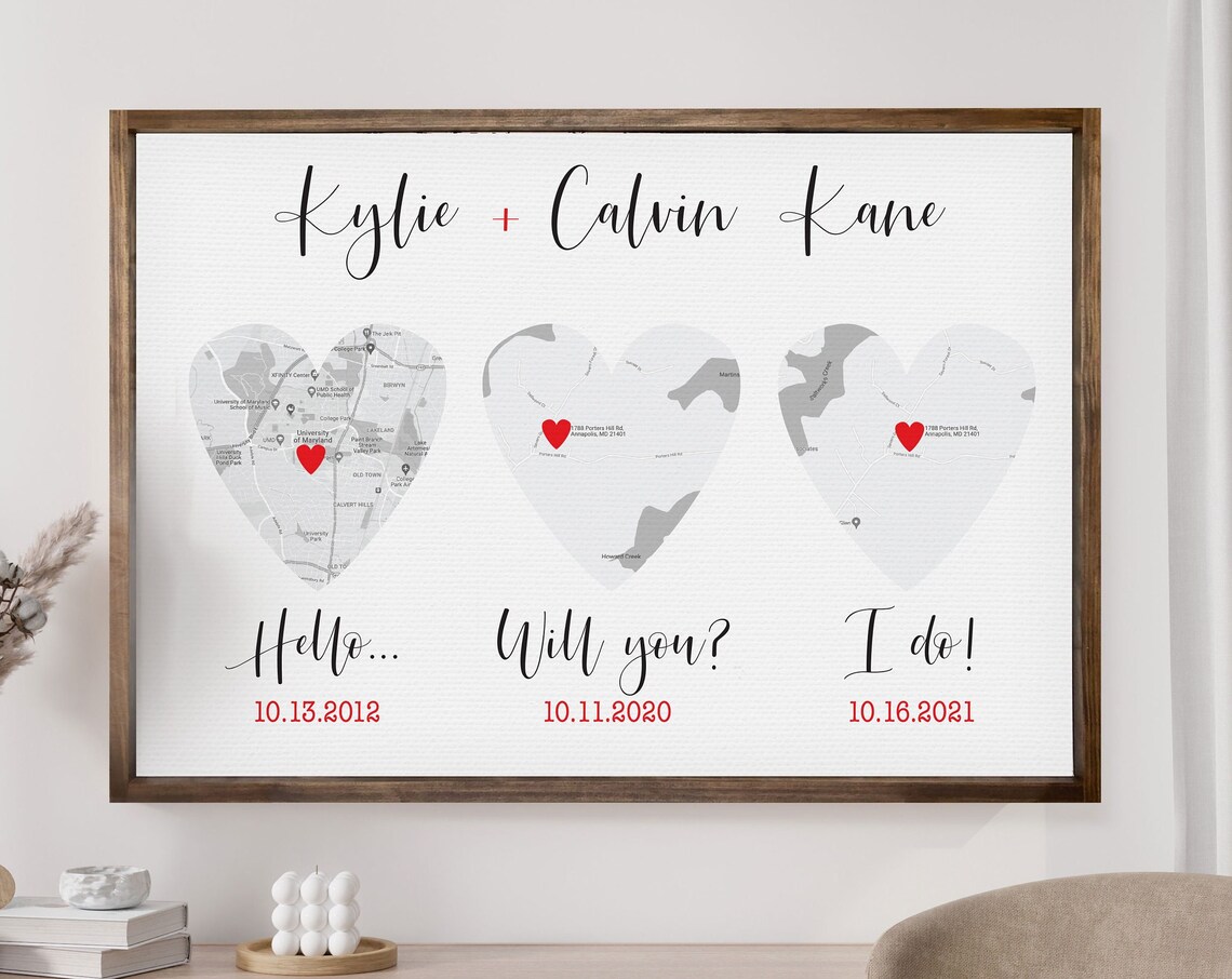 Personalized Valentine’s Day Gift, Custom Maps