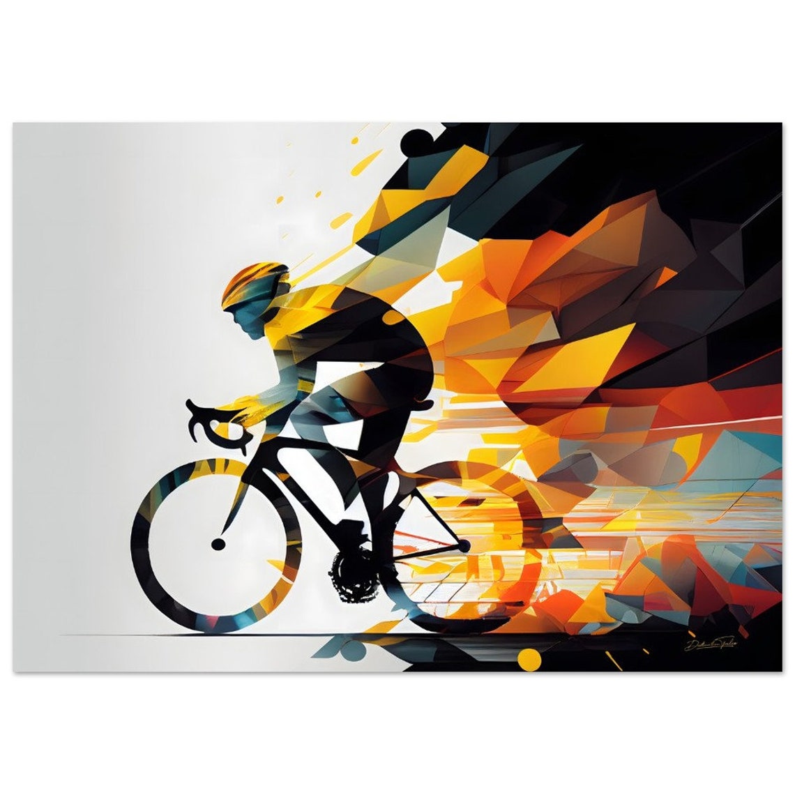 Geometric Cyclist Road Bike Colorful Speed Abstract Art Poster - Image 3