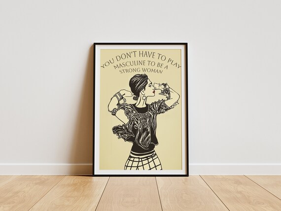 Vintage Feminist Strong Woman Power Quote With Retro Illustration Poster