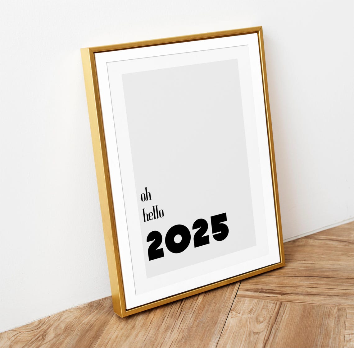 Oh Hello 2025 Minimalist Typography New Year Celebration Poster