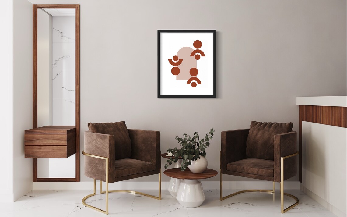 Boho Geometric Wall Art Print, Mid Century Modern - Image 3