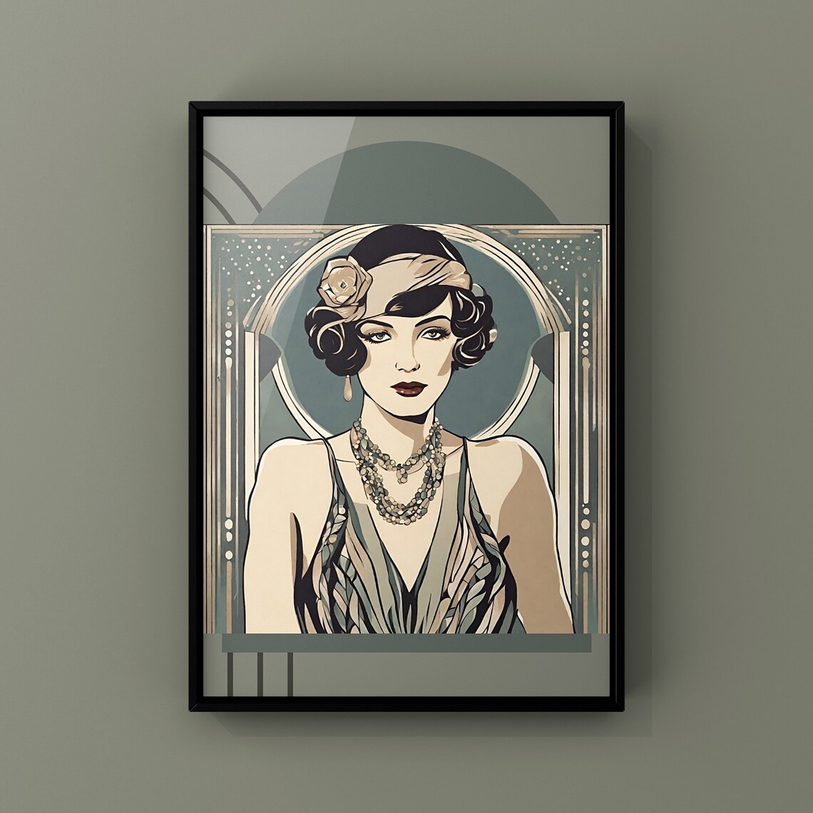1920s Art Deco Woman Portrait Bob Haircut Flapper Style Vintage Poster - Image 3