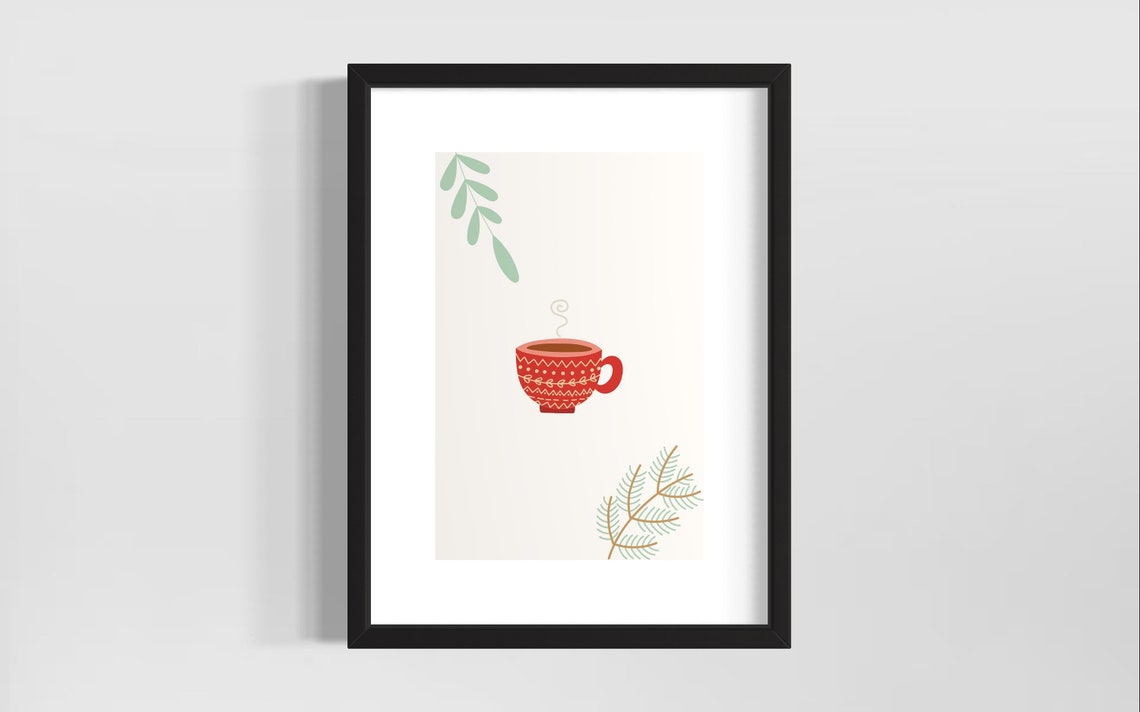 Minimalist Christmas Tree Berries Pine Branch Modern Wall Poster - Image 4
