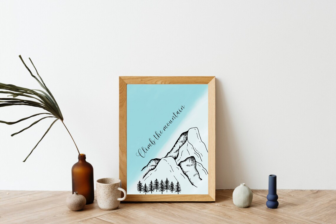 Positive Affirmations Climb The Mountain Motivational Office Decor - Image 3