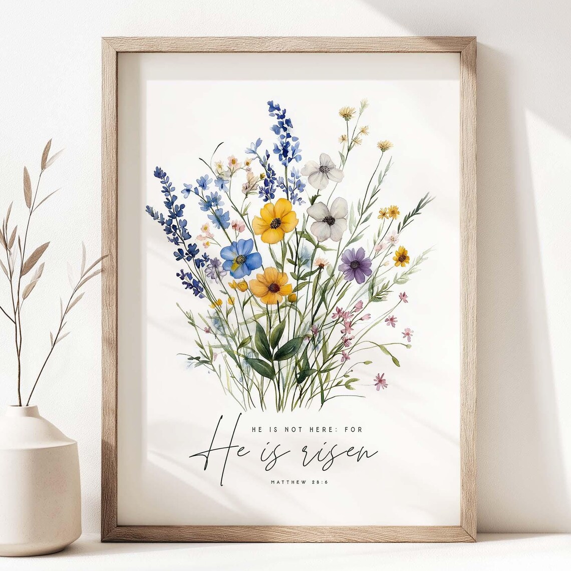 He Is Risen Matthew 286 Bible Verse Art Print - Image 2