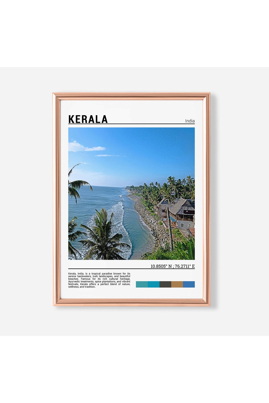 Kerala India Tropical Beach Cliffs Palm Coast Tropical Paradise Poster