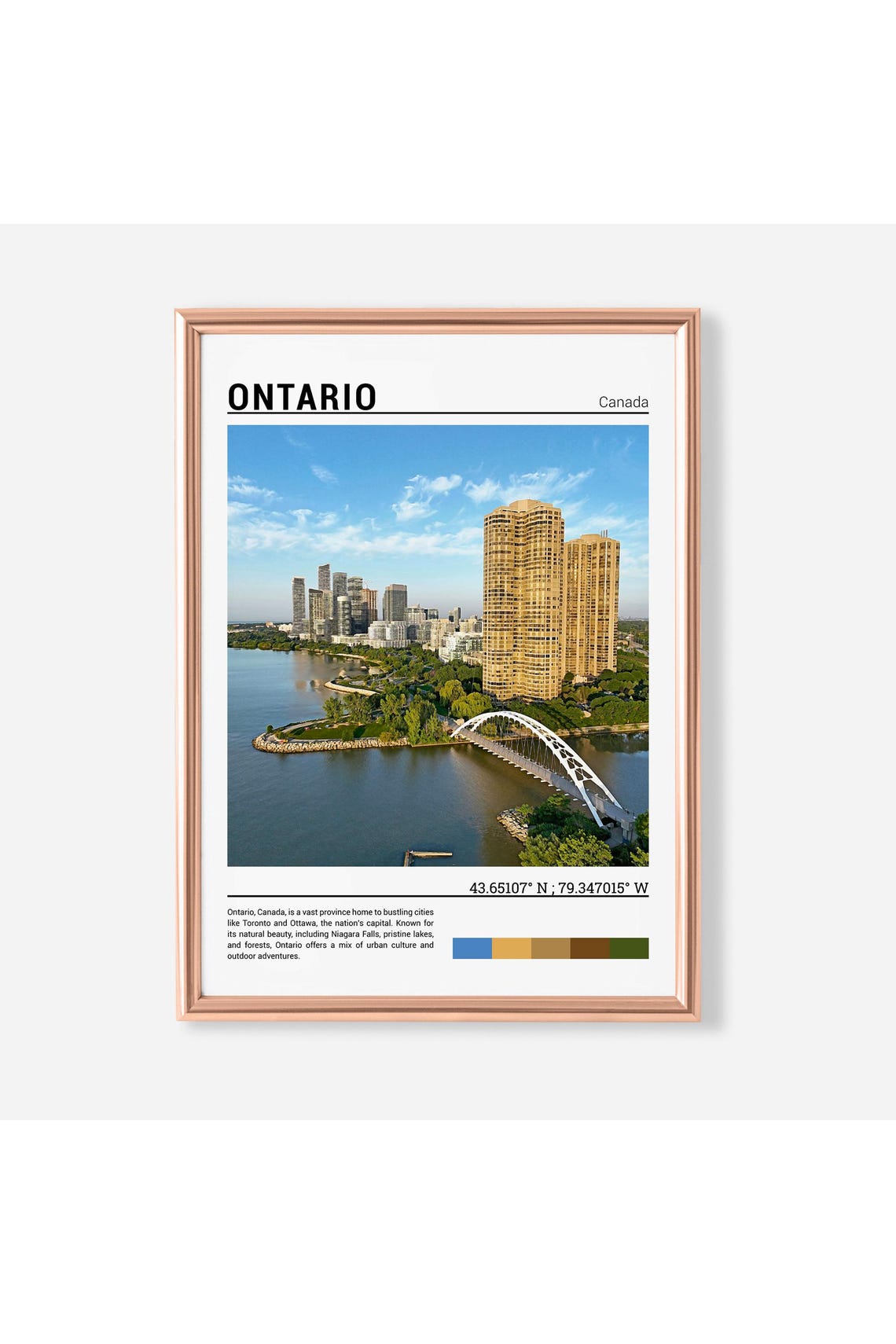 Ontario Canada City Skyline Arched Bridge Waterfront View Poster