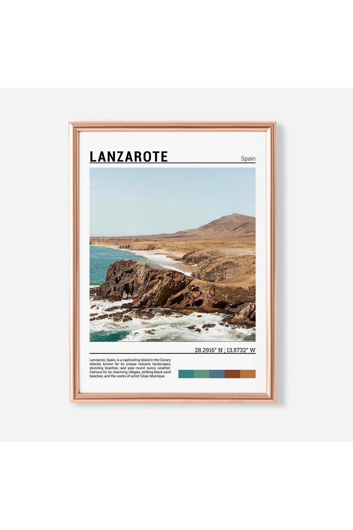 Lanzarote Spain Volcanic Coastline Rocky Shore Ocean View Poster