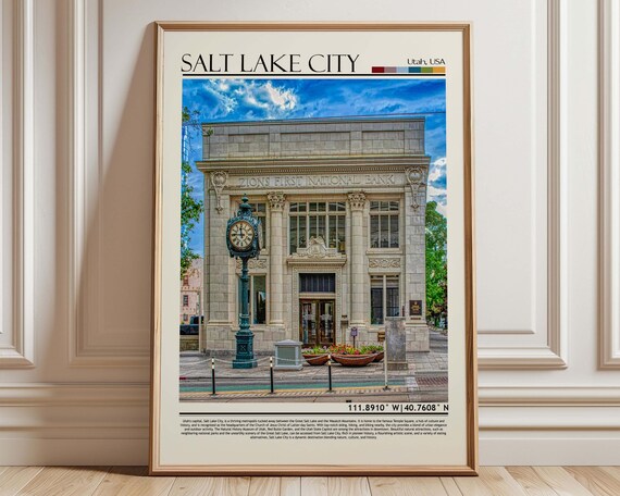 Salt Lake City Utah Historic Bank Building Travel Photo Poster