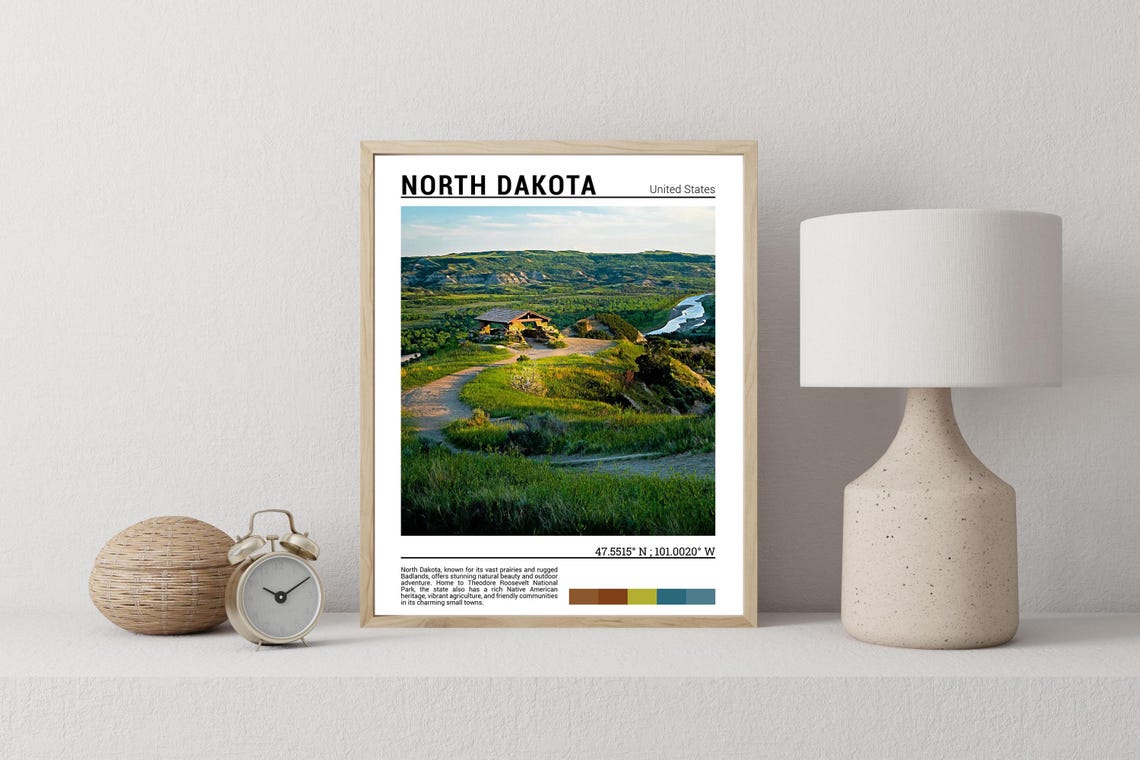 North Dakota Badlands Theodore Roosevelt Park Prairie Travel Poster - Image 2