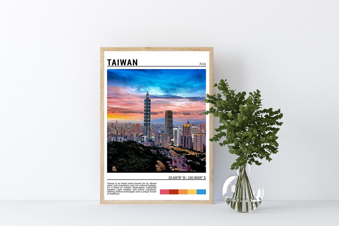 Taiwan Taipei 101 Tower Fiery Sunset Capital Skyline Photo Poster - Image 4