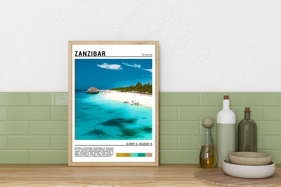 Zanzibar Tanzania White Sand Beach Turquoise Water Travel Poster - Image 3