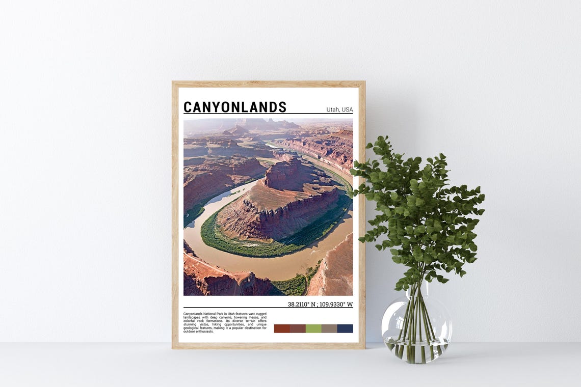 Canyonlands Utah Red Rock River Bend Aerial Desert Landscape Poster - Image 4