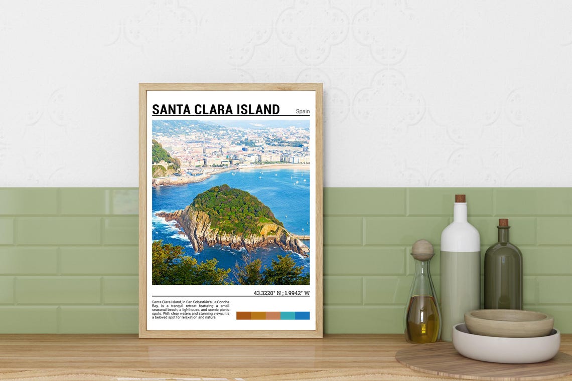 Santa Clara Island Spain La Concha Bay Rocky Isle Coastal View Poster - Image 3
