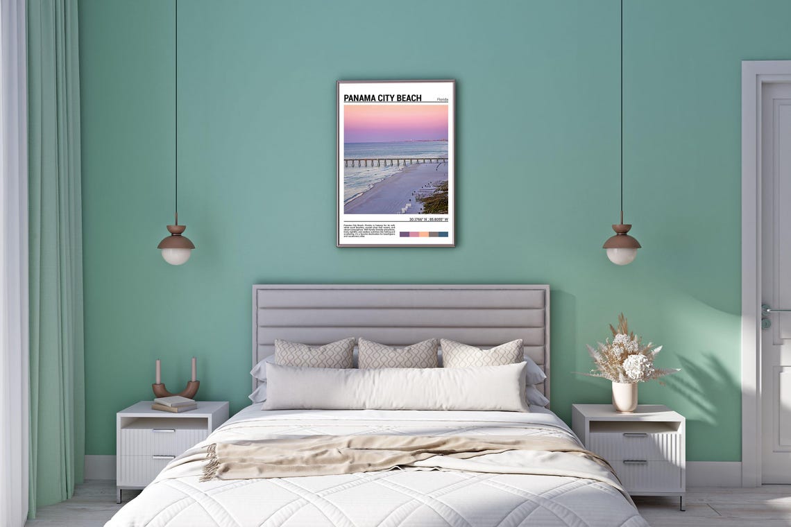 Panama City Beach Florida Sunset Pier White Sand Gulf Poster - Image 5