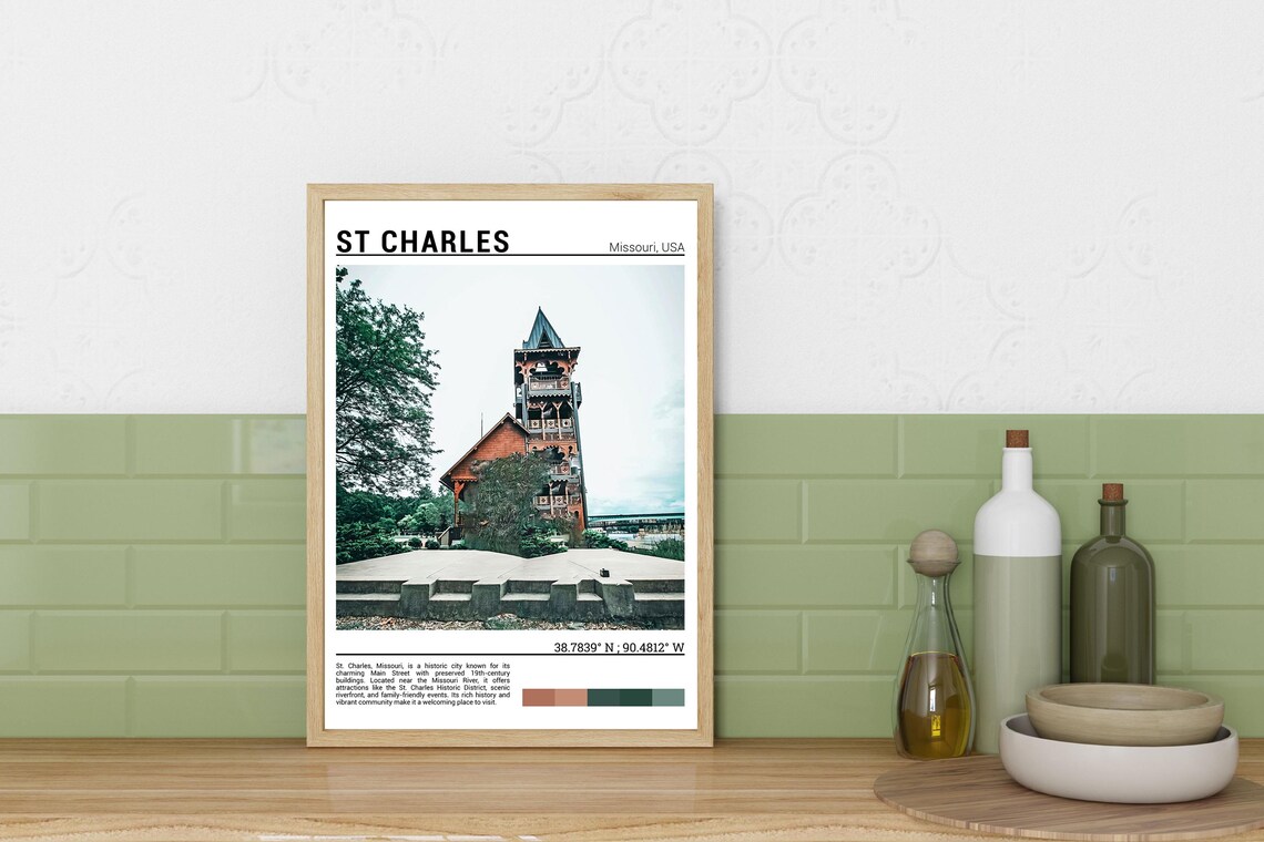 St Charles Missouri Historic Wooden Tower Landmark Travel Photo Poster - Image 3
