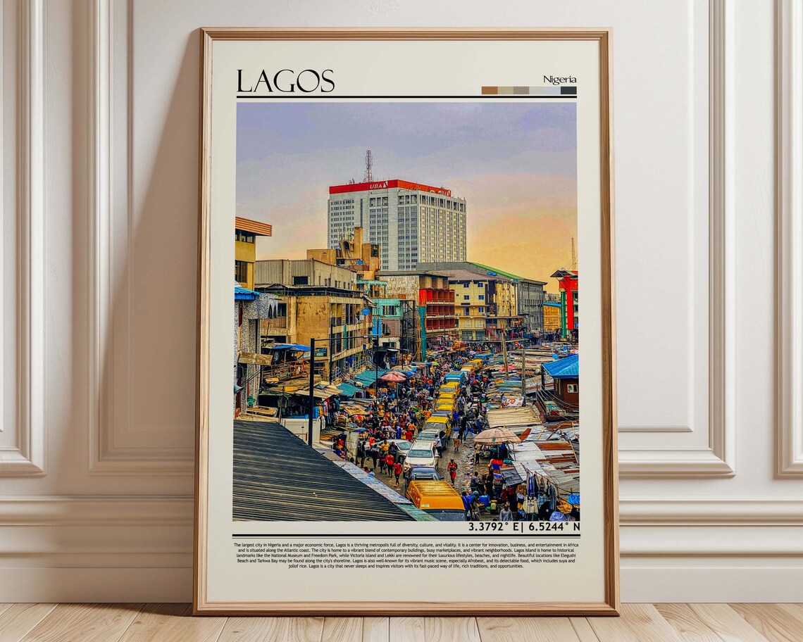 Lagos Nigeria Travel Poster, Africa Wall Art Print