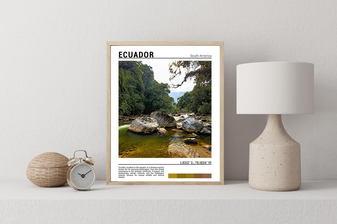 Ecuador South America Jungle River Rocks Nature Photo Poster - Image 2