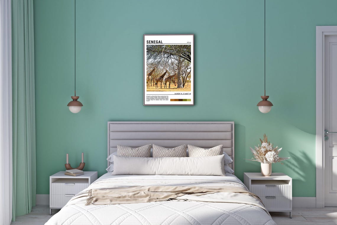 Senegal West Africa Giraffe Herd Savanna Acacia Trees Poster - Image 5