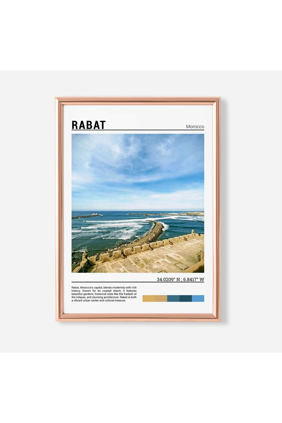 Rabat Morocco Coastal Ramparts Atlantic Ocean Waves View Poster