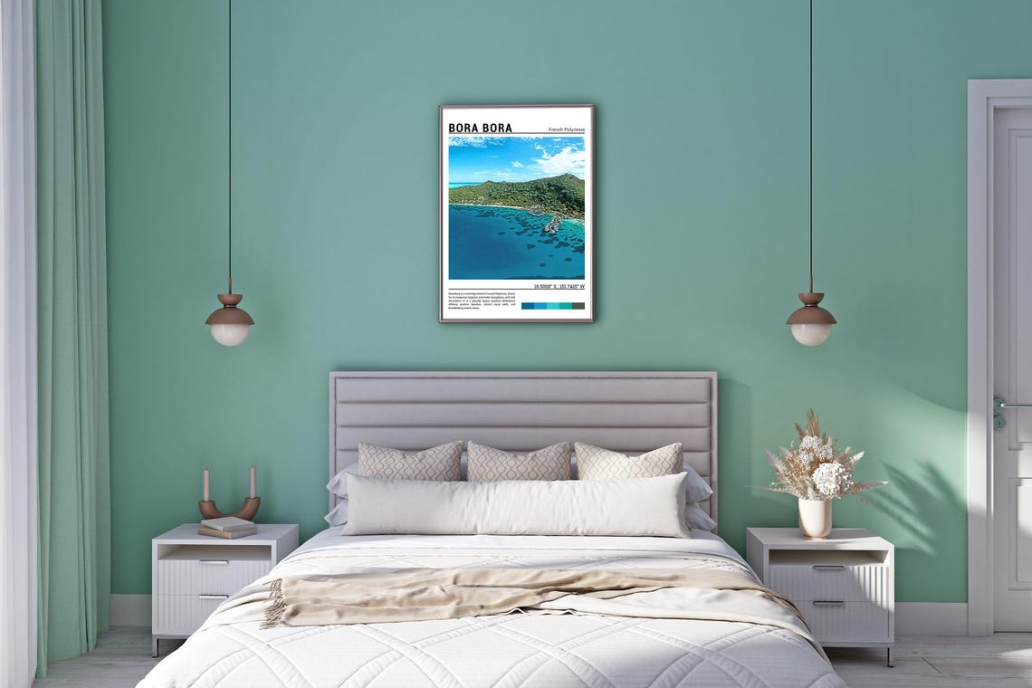 Bora Bora French Polynesia Aerial Lagoon Overwater Villas Poster - Image 5