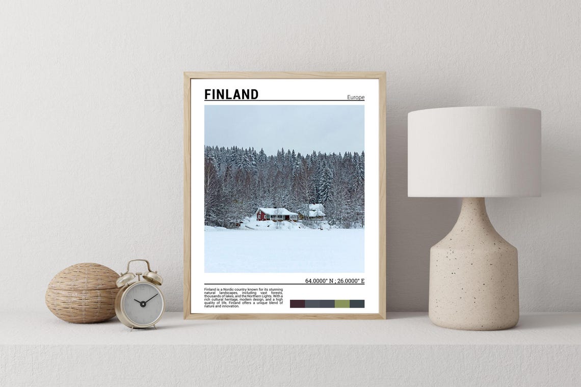 Finland Nordic Deep Winter Snowy Cabin Serene Pine Forest Poster - Image 2