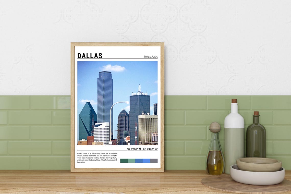 Dallas Print Dallas Poster Dallas Wall Art Dallas Travel Dallas Artwork Dallas Art Dallas Photo Texas Usa - Image 3